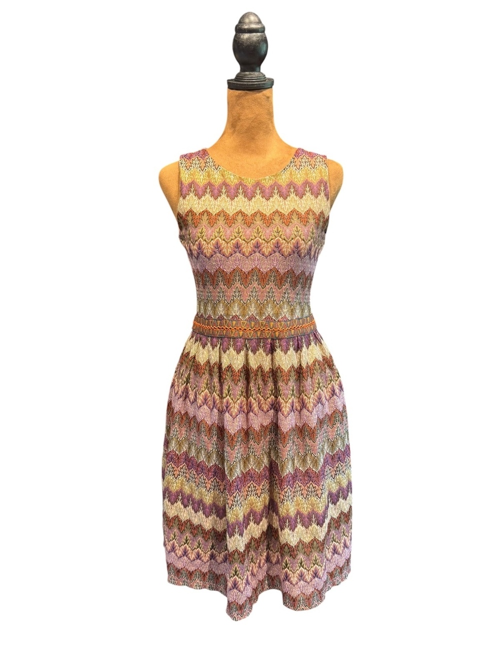 Young Threads Multicolor Zigzag Pattern Sleeveless Dress